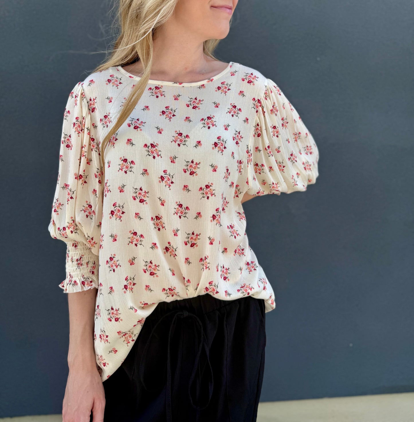 Floral Puff Sleeve Top