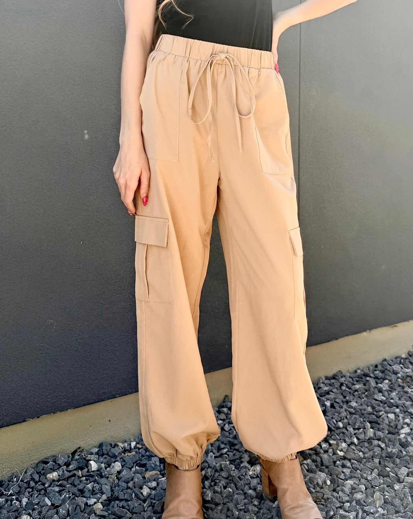 Khaki Casual Pocket Cargo Pants