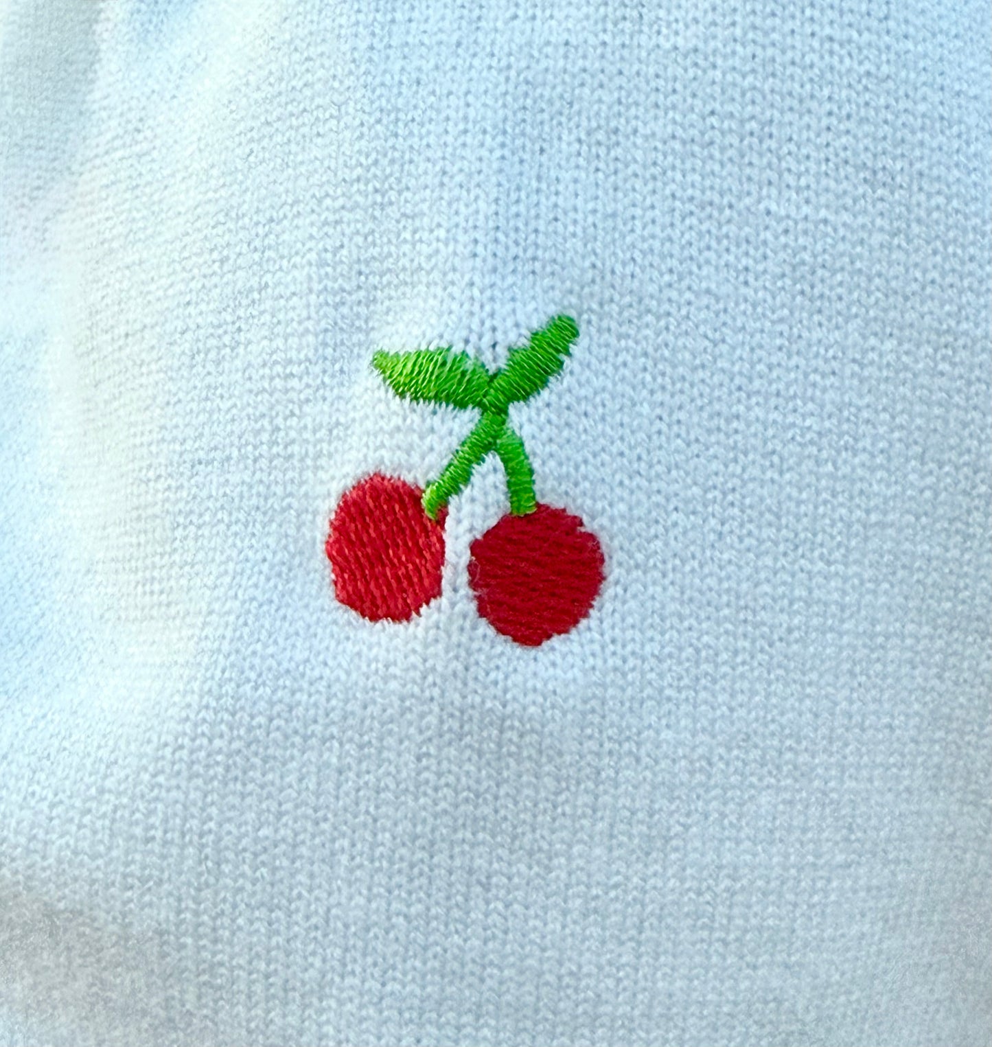 Cherry Embroidered Crew Neck Knitted Sweater