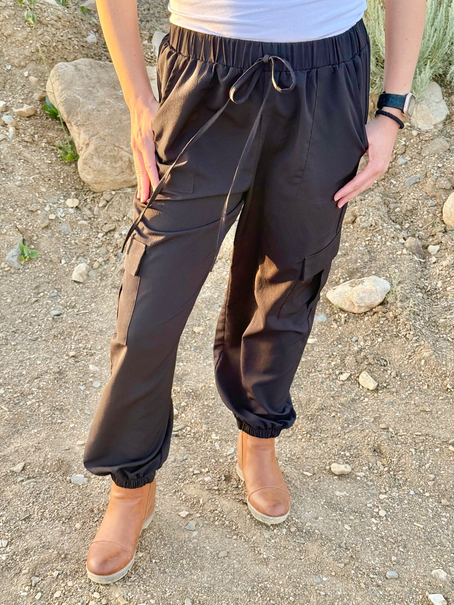 Black Casual Pocket Cargo Pants