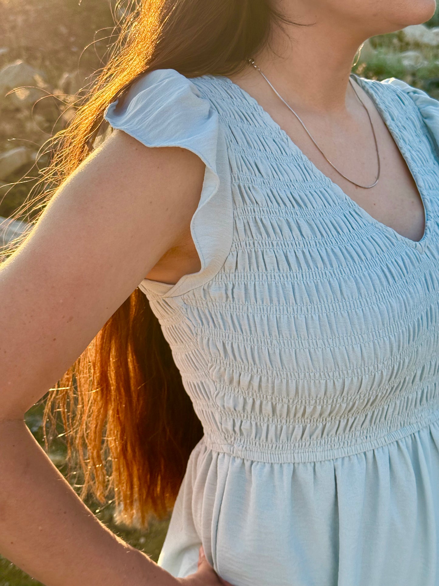 Blue Tiered Dress