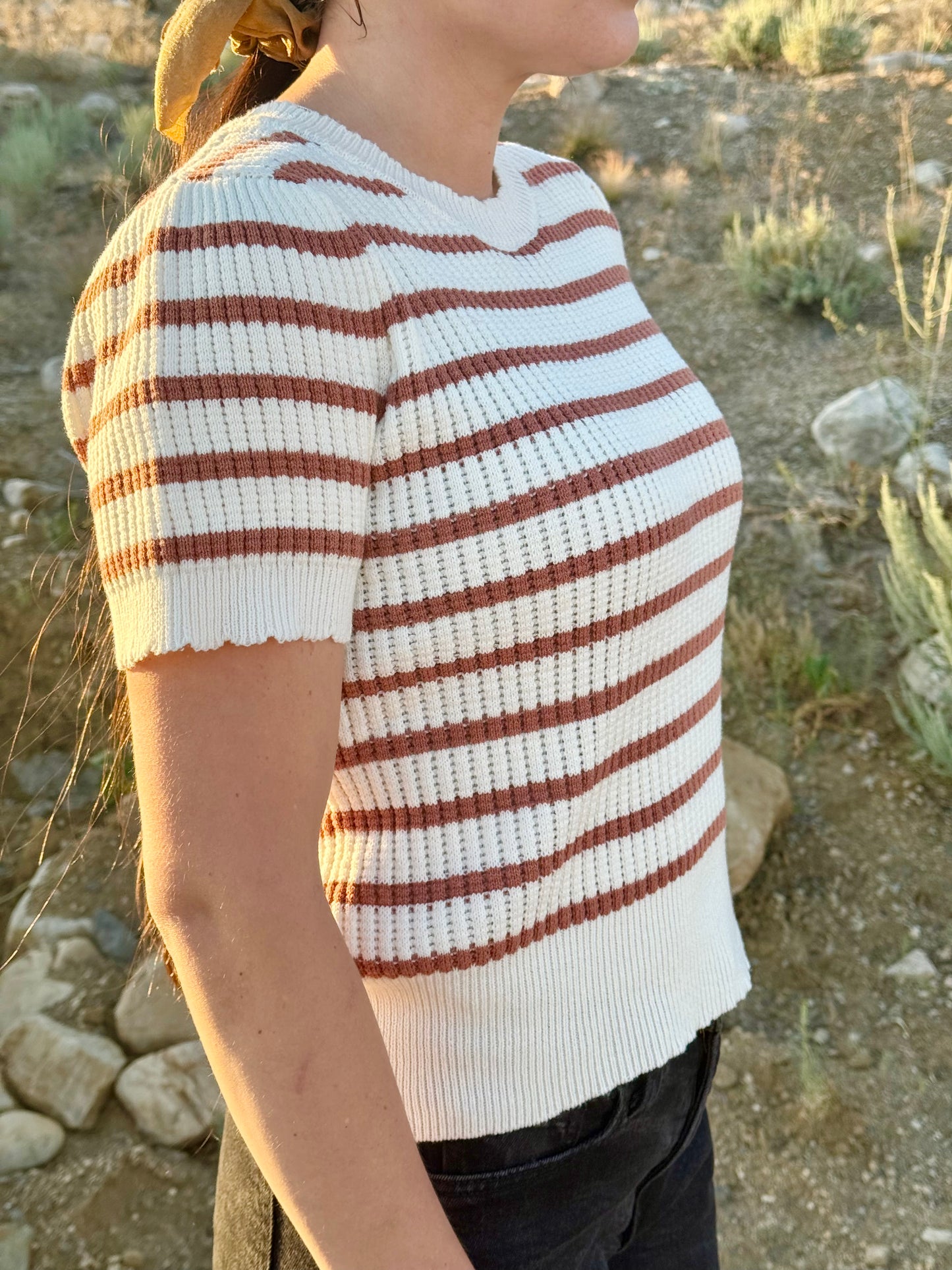 Scalloped Striped Sweater