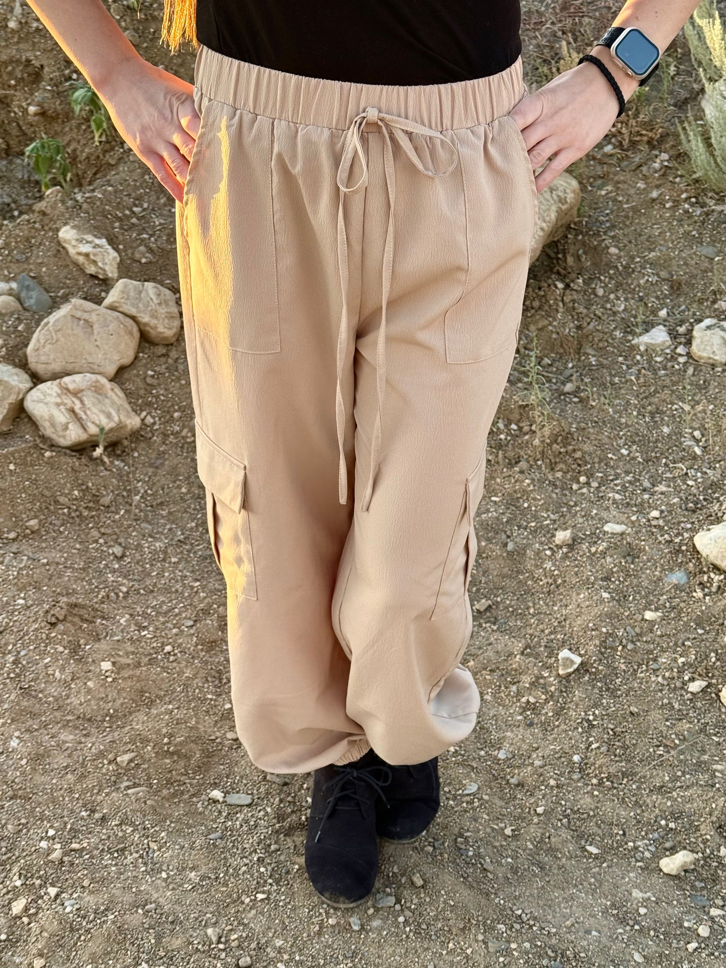 Khaki Casual Pocket Cargo Pants