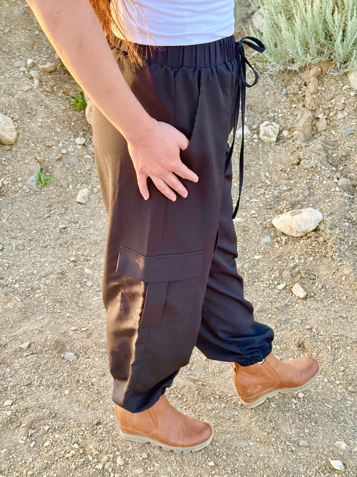 Black Casual Pocket Cargo Pants