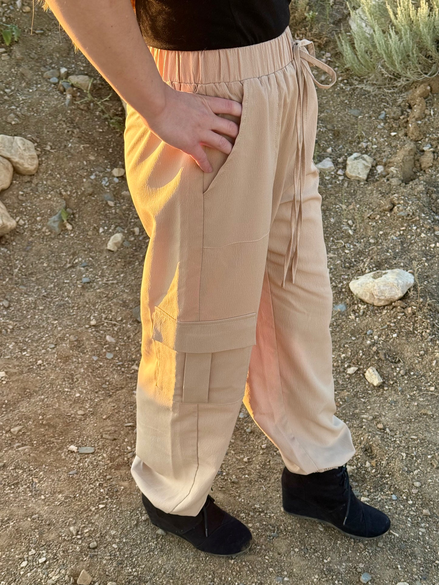 Khaki Casual Pocket Cargo Pants
