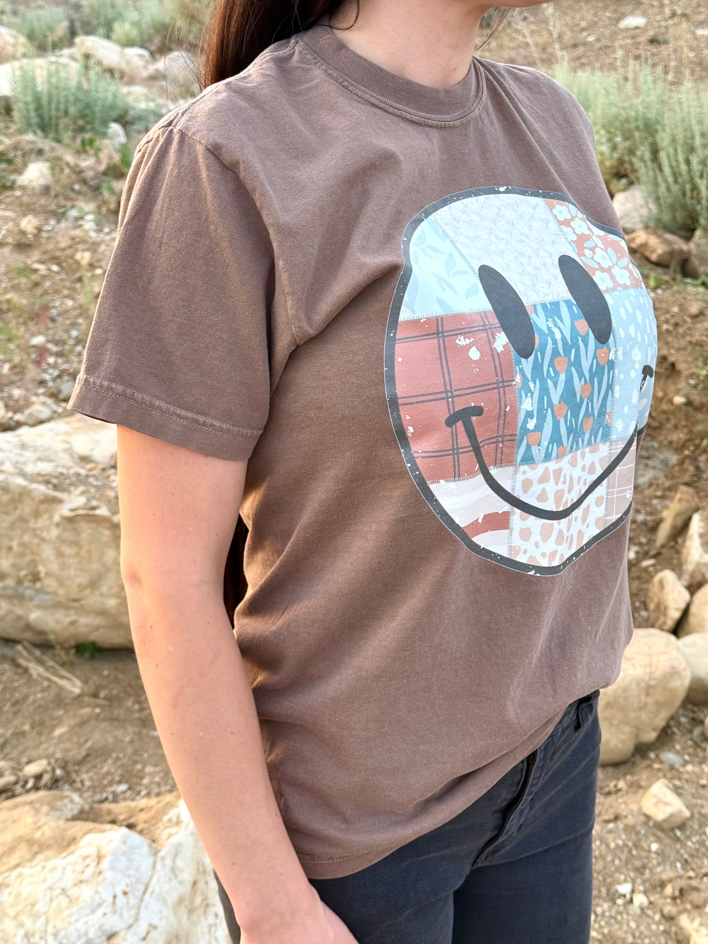 Patchwork Smiley Face T-Shirt