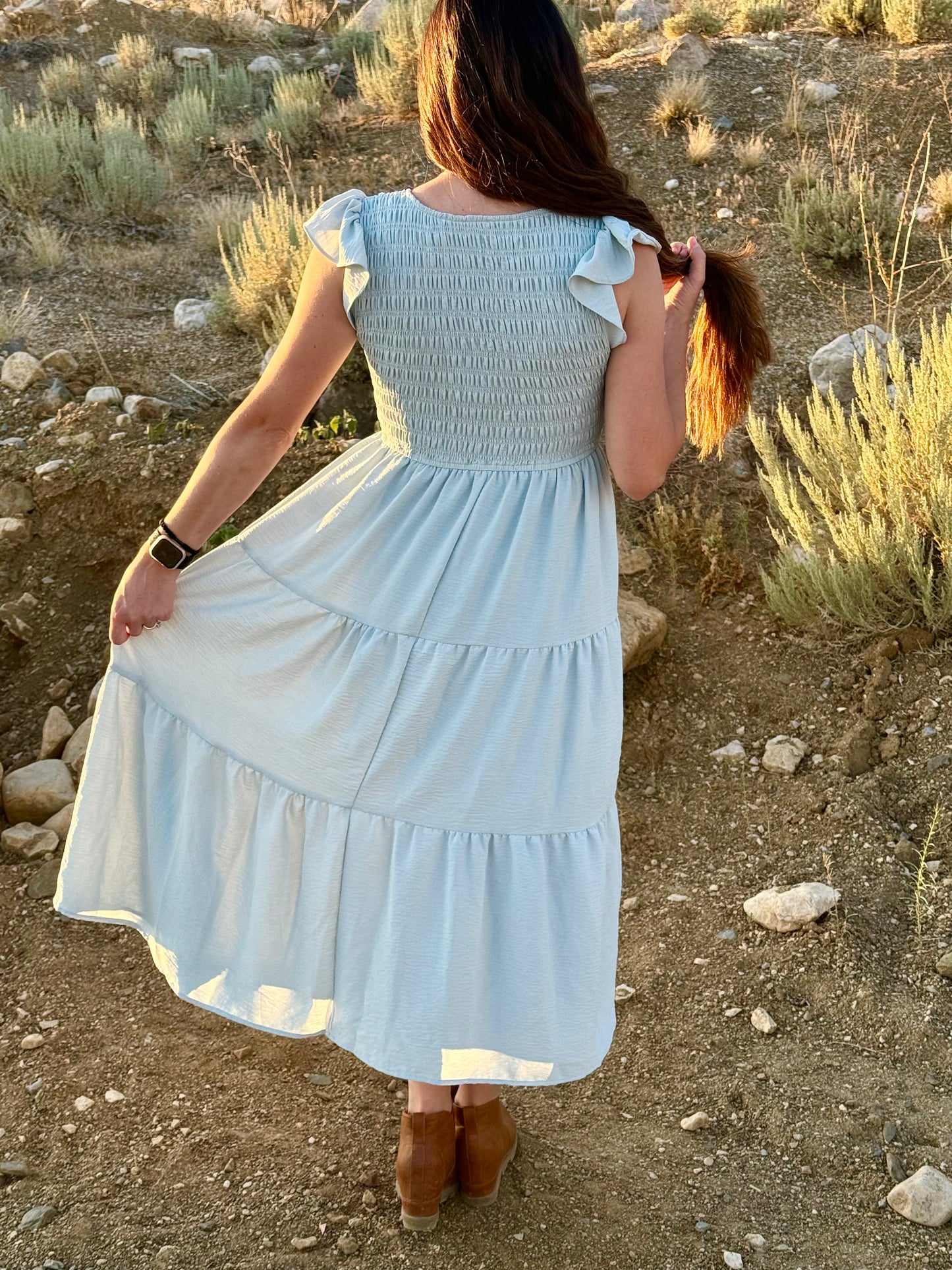 Blue Tiered Dress
