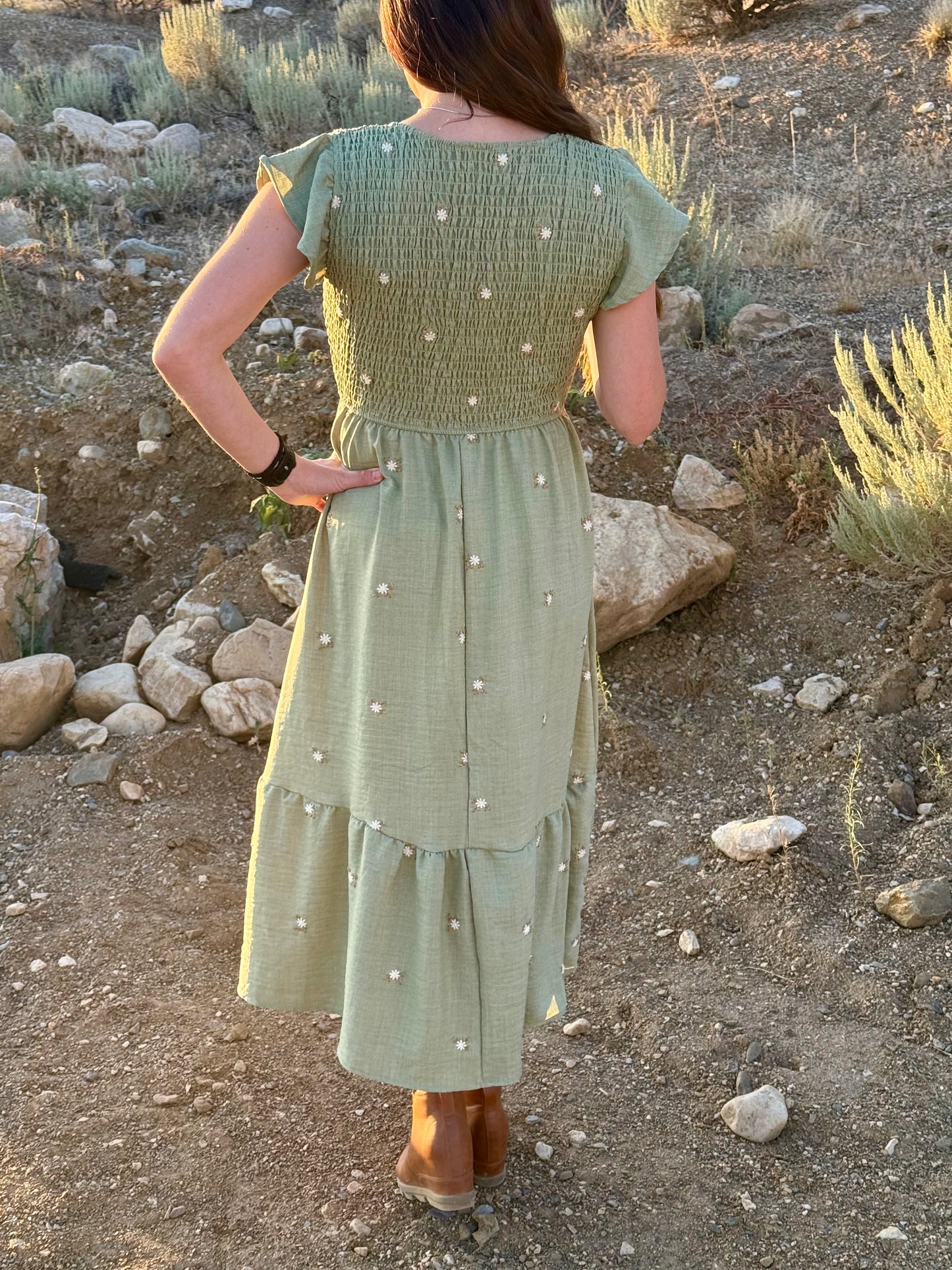 Green Embroidered Dress