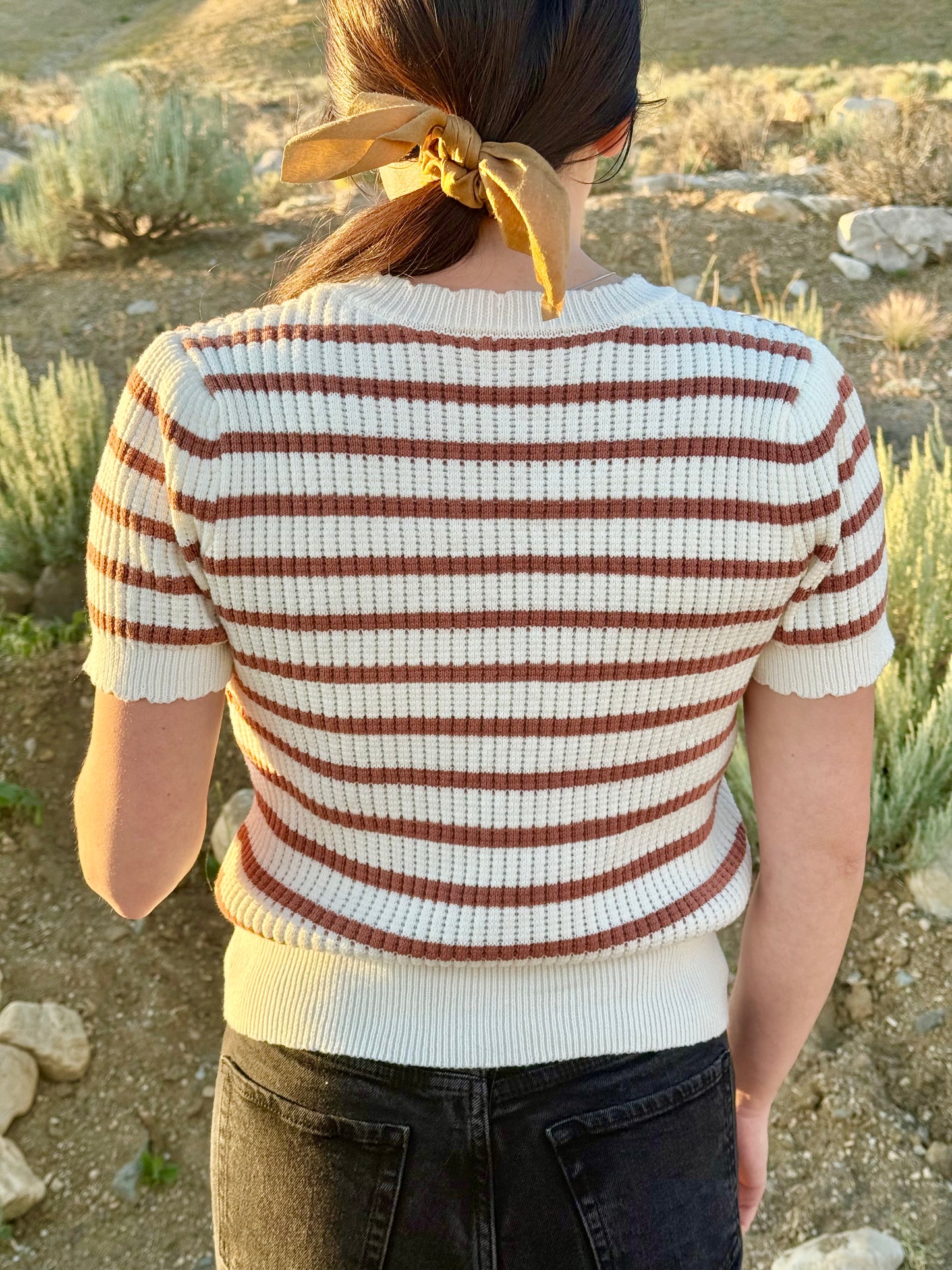 Scalloped Striped Sweater