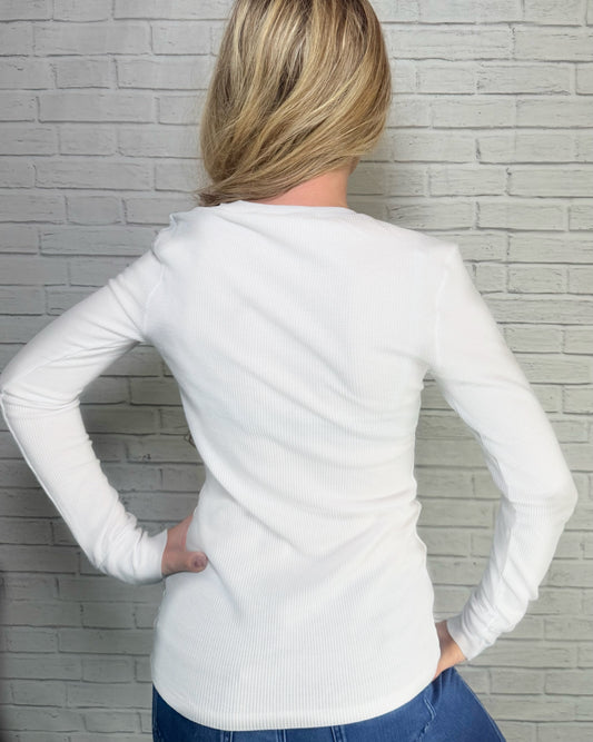 White Long Sleeve Layering Top