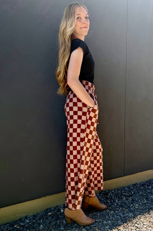 Brown Checkered Pants