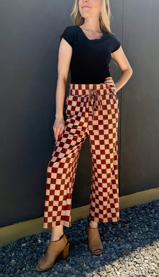 Brown Checkered Pants