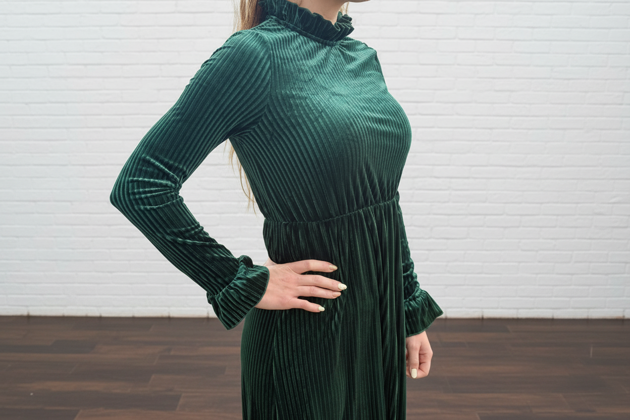 The Romantic Emerald Velvet Dress