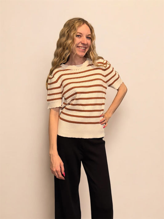 Scalloped Striped Sweater