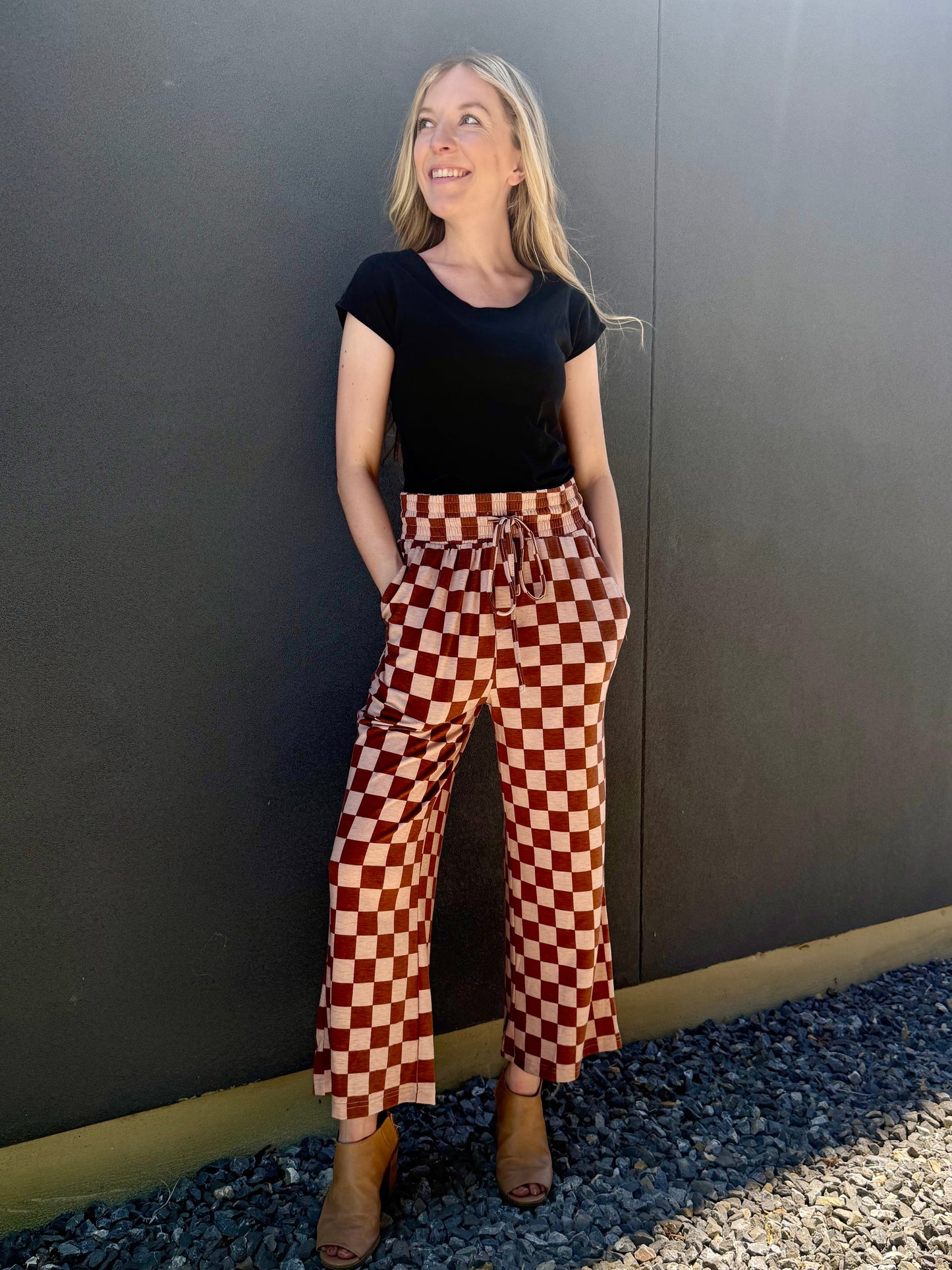 Brown Checkered Pants