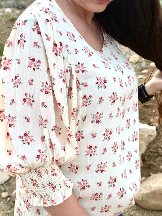 Floral Puff Sleeve Top