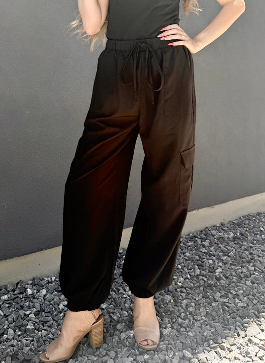 Black Casual Pocket Cargo Pants
