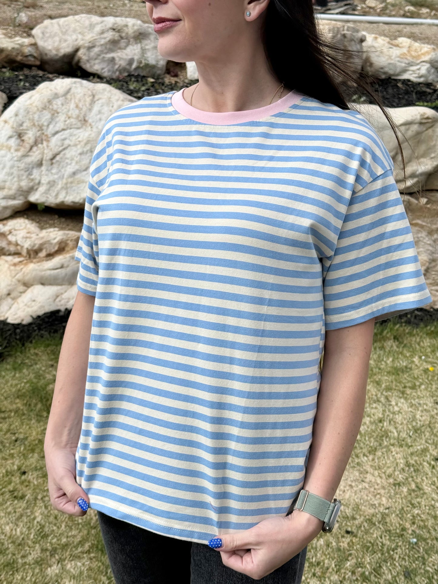 The Blueberry Cream Striped Tee