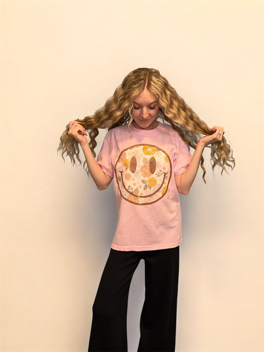 Floral Smiley Face T-Shirt