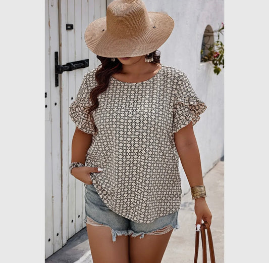 (Plus Size) All Over Print Blouse