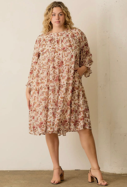 (Plus Size) Floral Tiered Dress
