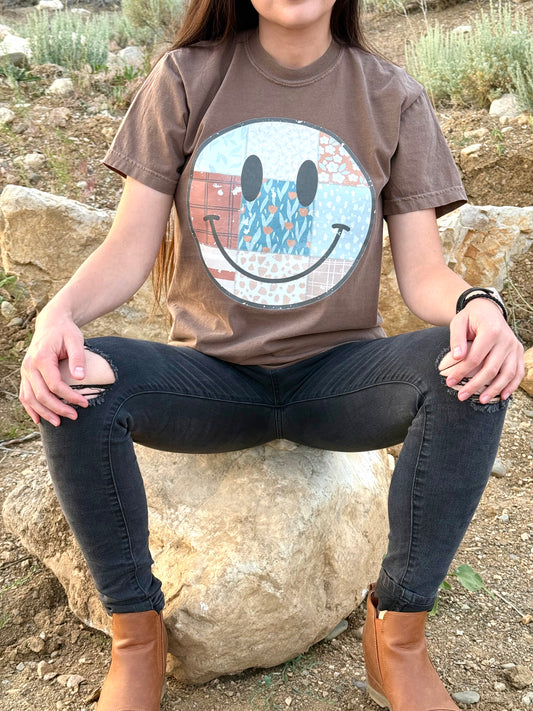 Patchwork Smiley Face T-Shirt