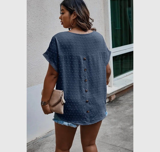 (Plus Size) Loose Dot Blouse