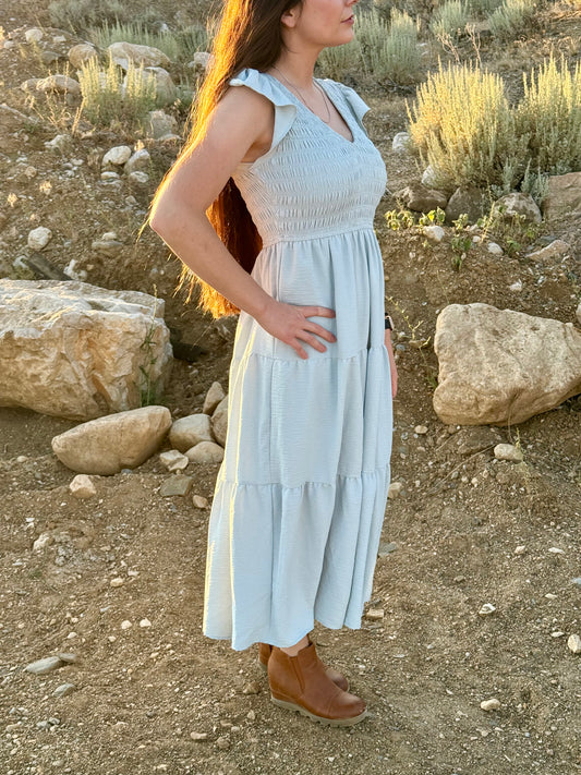 Blue Tiered Dress