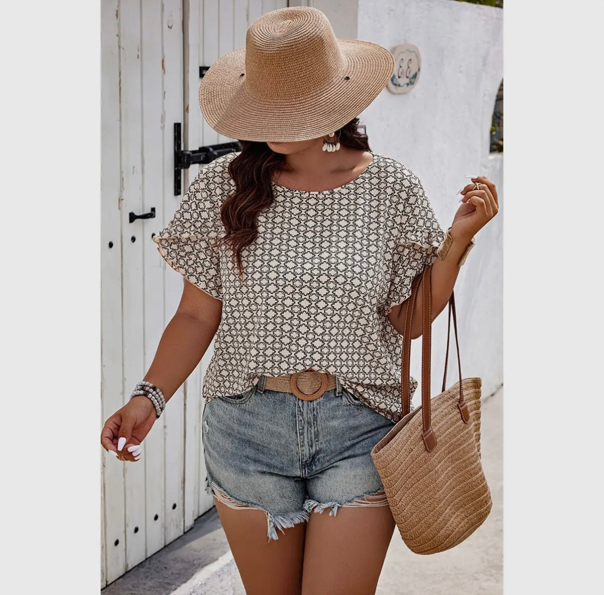 (Plus Size) All Over Print Blouse