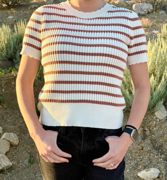 Scalloped Striped Sweater