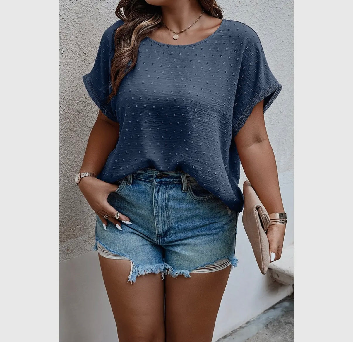 (Plus Size) Loose Dot Blouse
