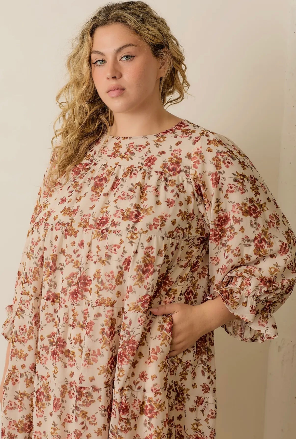 (Plus Size) Floral Tiered Dress
