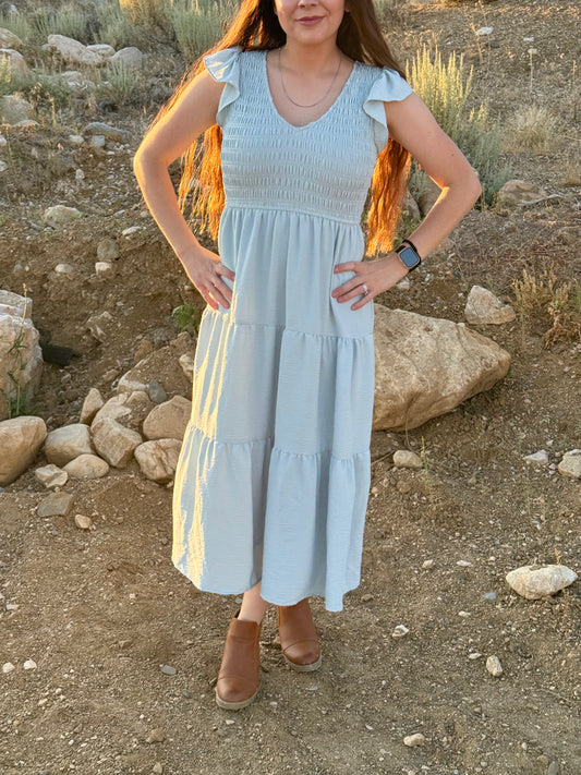 Blue Tiered Dress