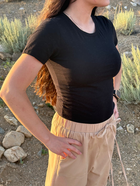 Black Short Sleeve Layering Tee