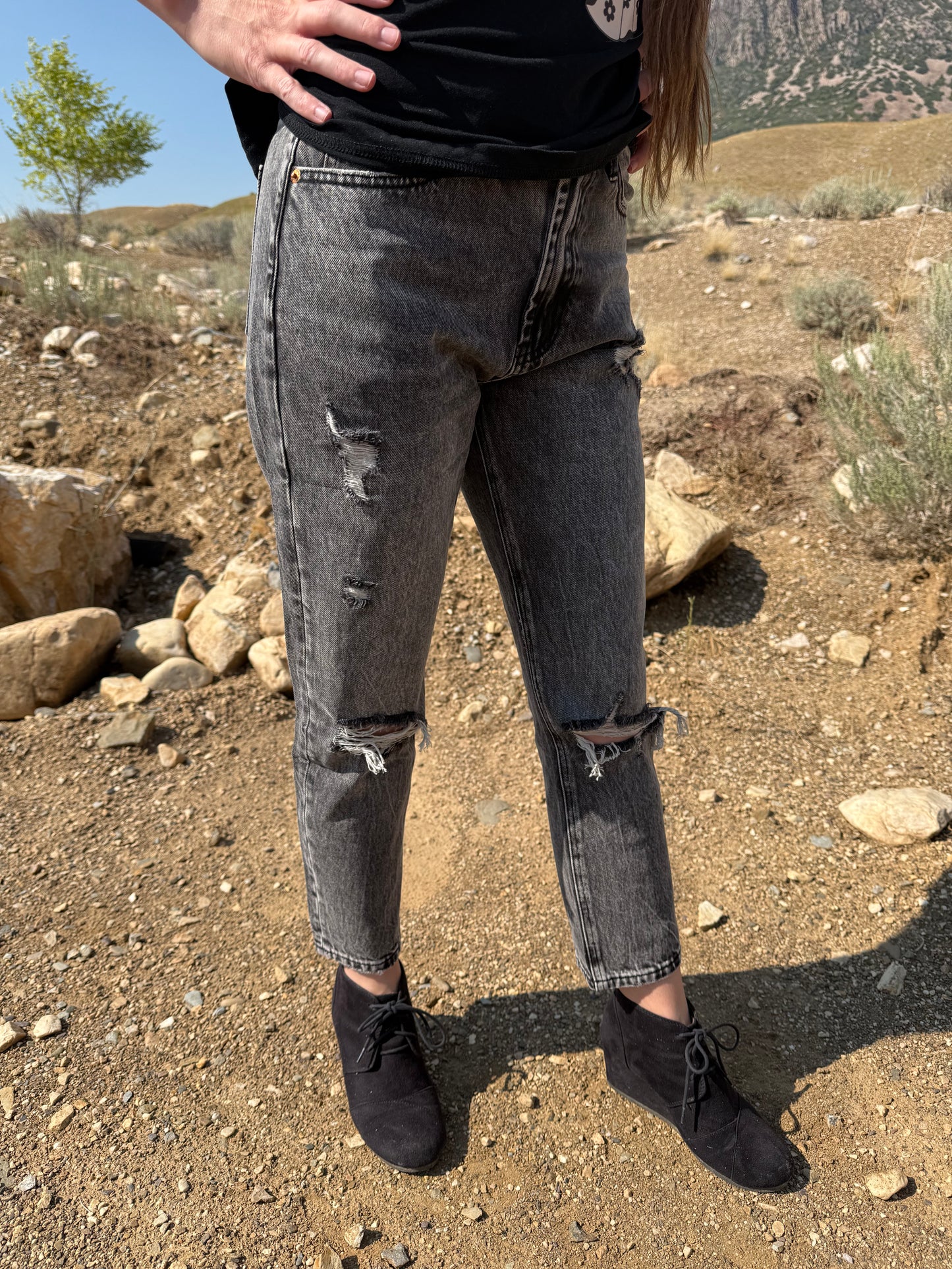 Distressed Black Wash Jeans